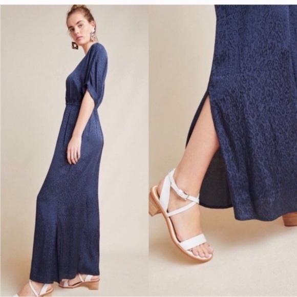 Anthropologie MAEVE Jacqueline Jacquard Jumpsuit in Navy SIZE MEDIUM - Picture 3 of 15